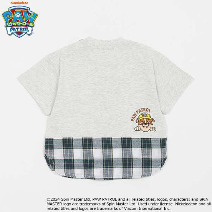 [Paw Patrol] Check Hem Short Sleeve T-Shirt,Smoke white, medium image number 1