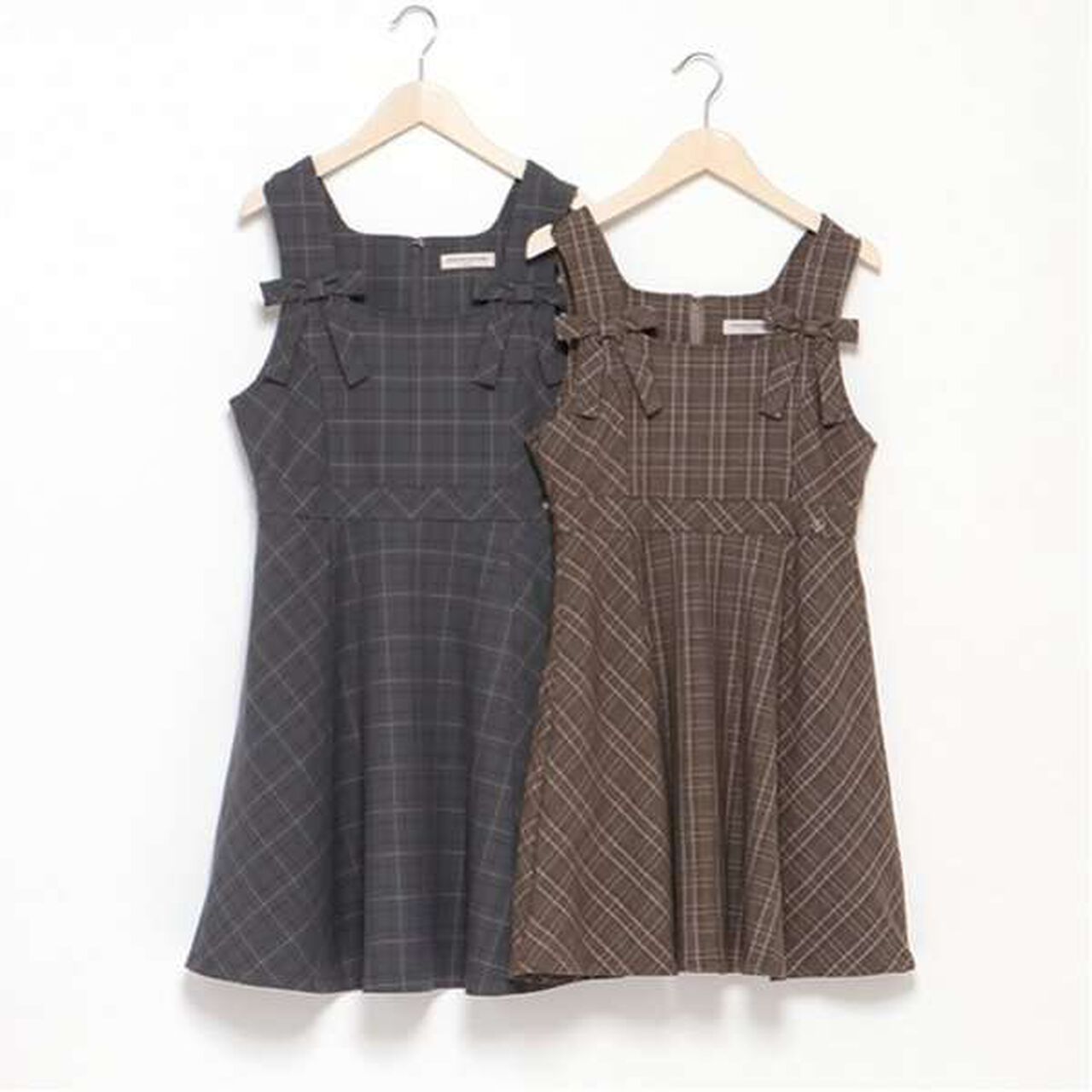 Twin Ribbon Jumper Skirt,Charcoal gray, large image number 2