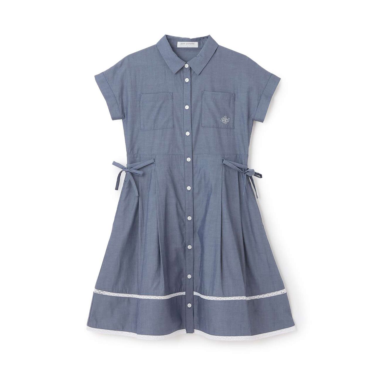 [130cm] Side Ribbon Shirt Dress,Navy, large image number 10