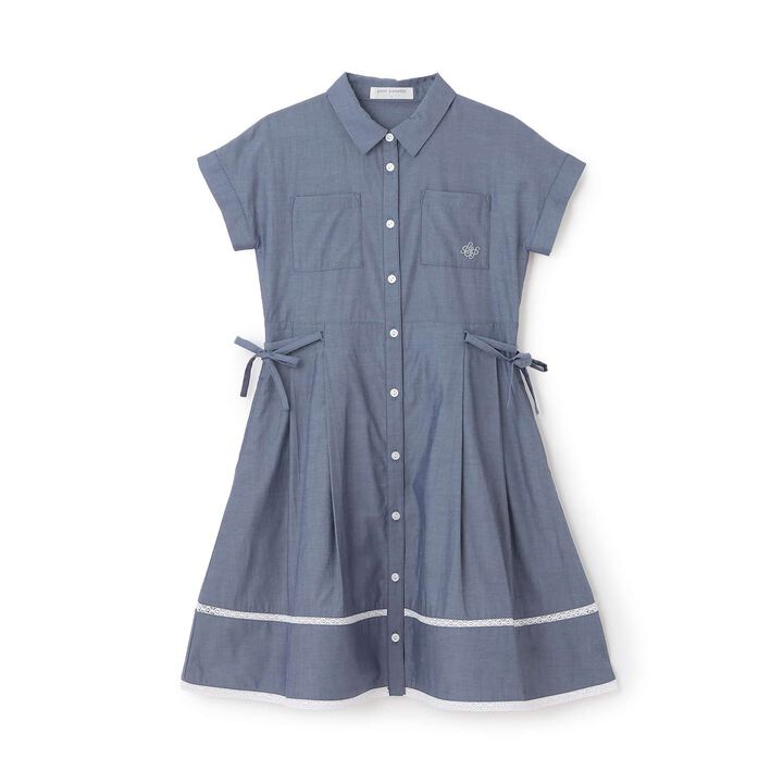 [130cm] Side Ribbon Shirt Dress,Navy, medium image number 10