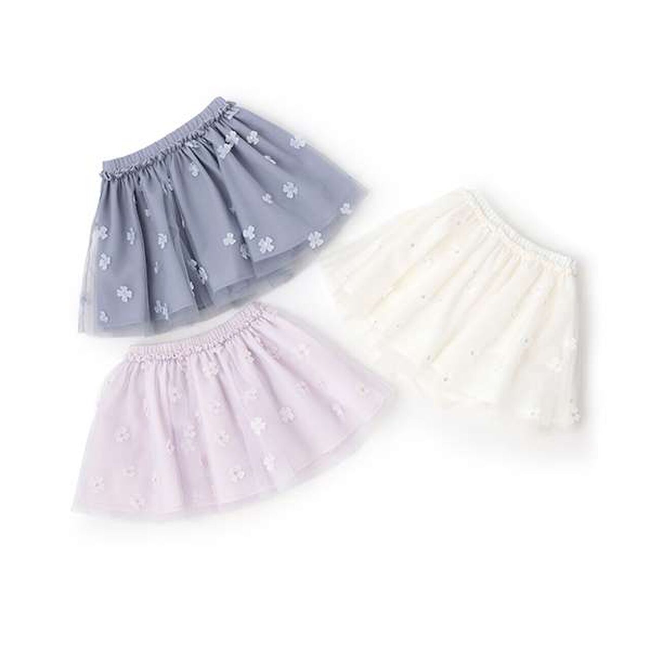 Flower Tulle Skirt,Blue, large image number 8