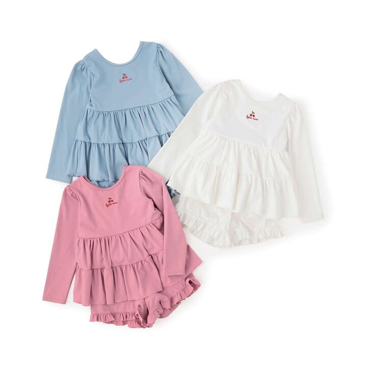 [SWIM] [UV Protection] Tiered Rash Guard & Frilled Pants Set,Pink, medium image number 12