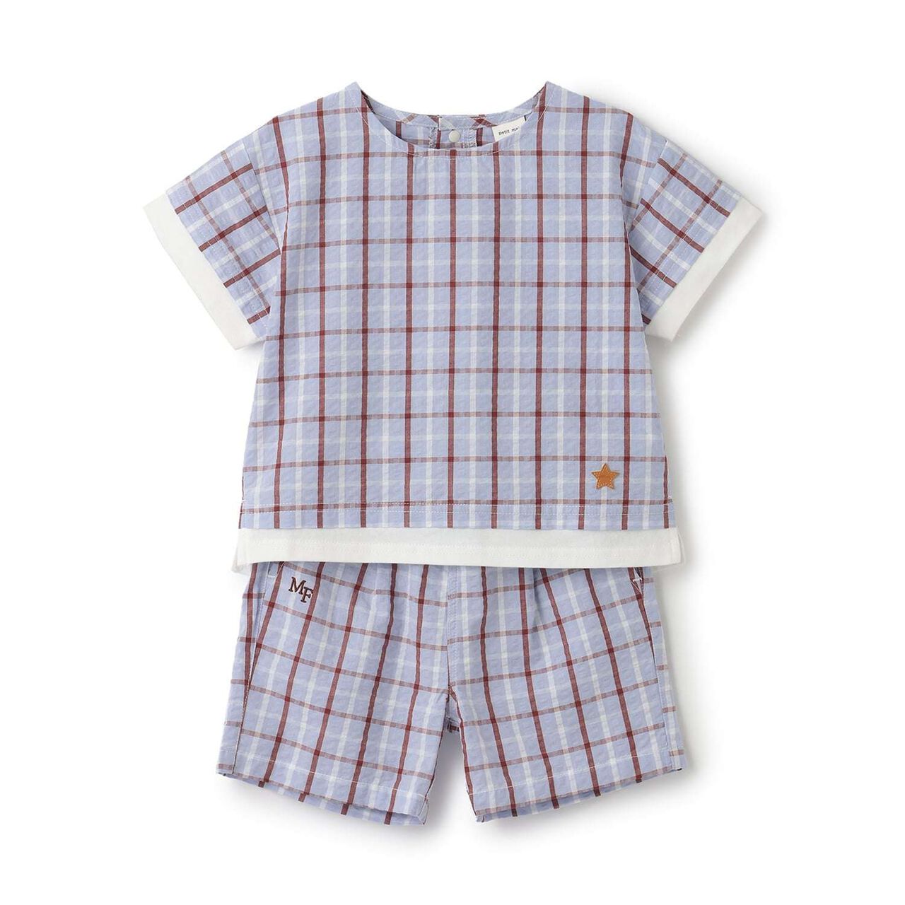 [Fujimoto Miki Collaboration] Boys Checkered Outfit Set,Pearl white, large image number 6