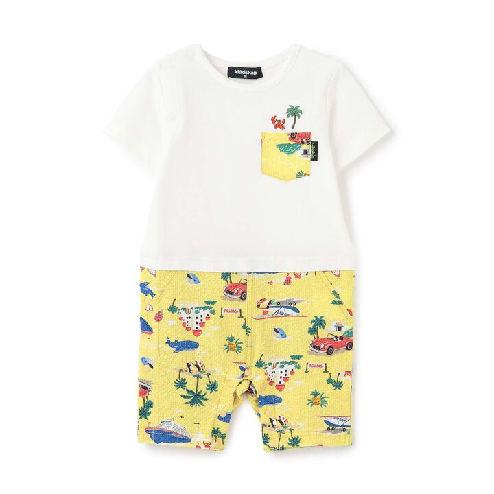 Short-Sleeve Romper with Vehicle Print,, medium