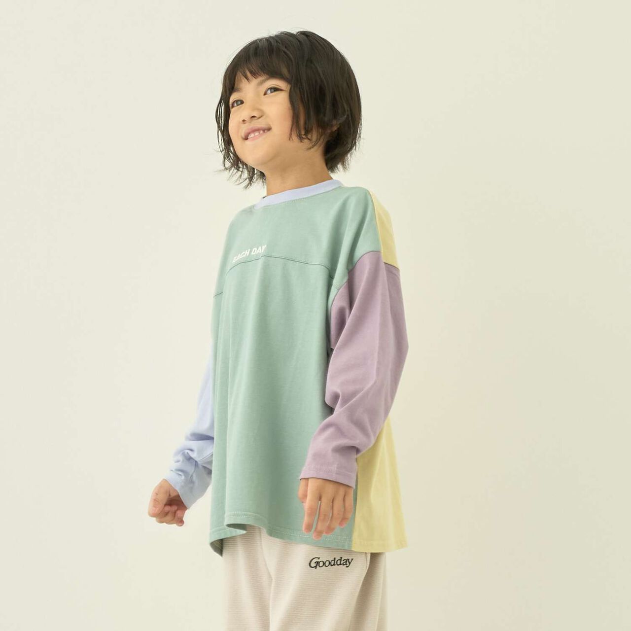 [Muteki T] Long-Sleeve T-Shirt with Name Tag Slot for Kids (Boys & Girls),Milky white, large image number 7