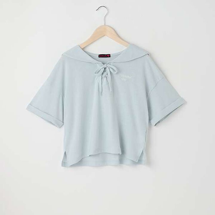 Sailor Collar Half T-Shirt,Sax blue, medium image number 11