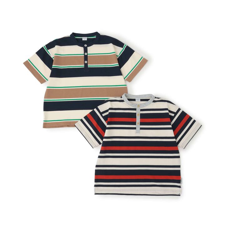 Piqu&eacute; Knit Stripe Henley Big Short-Sleeve Polo,Ivory, medium image number 6
