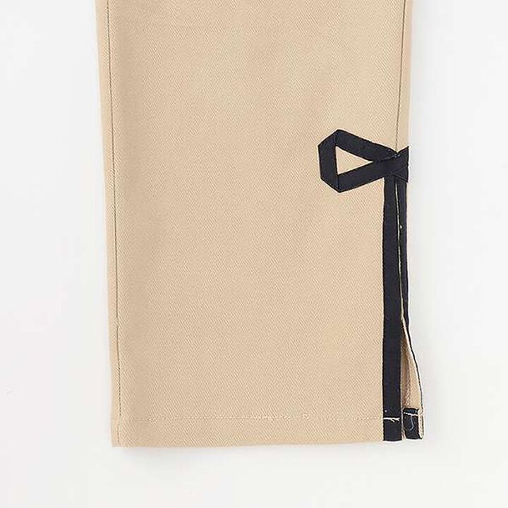 Decorative Ribbon Side Slit Stretch Pants,Ivory, medium image number 9