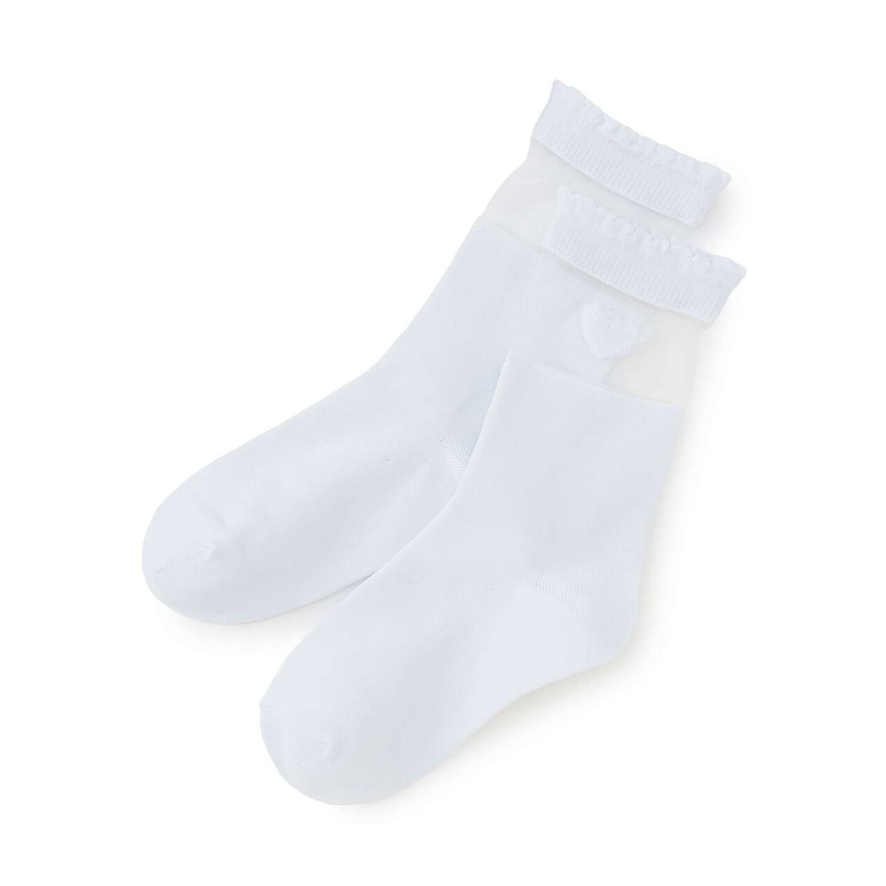 Heart Sheer Socks,Off white, large image number 0