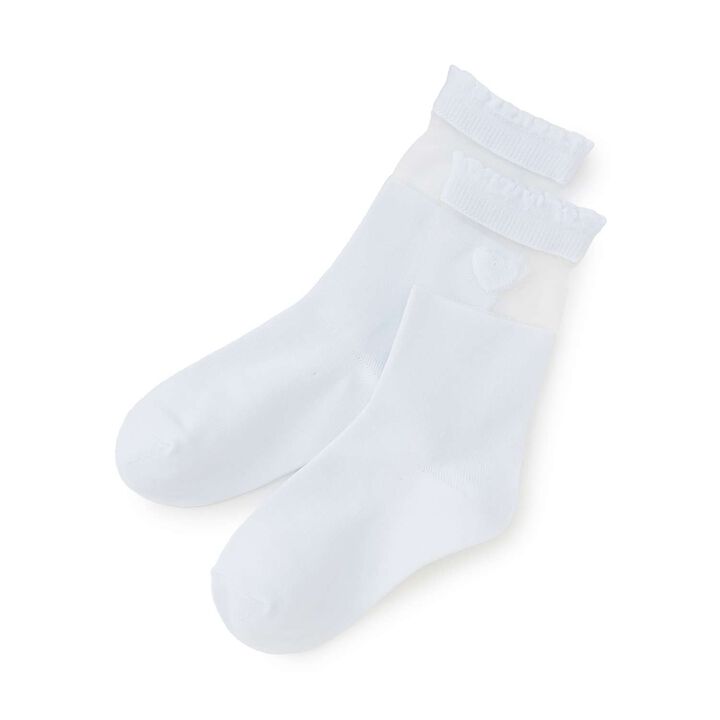 Heart Sheer Socks,Off white, medium image number 0