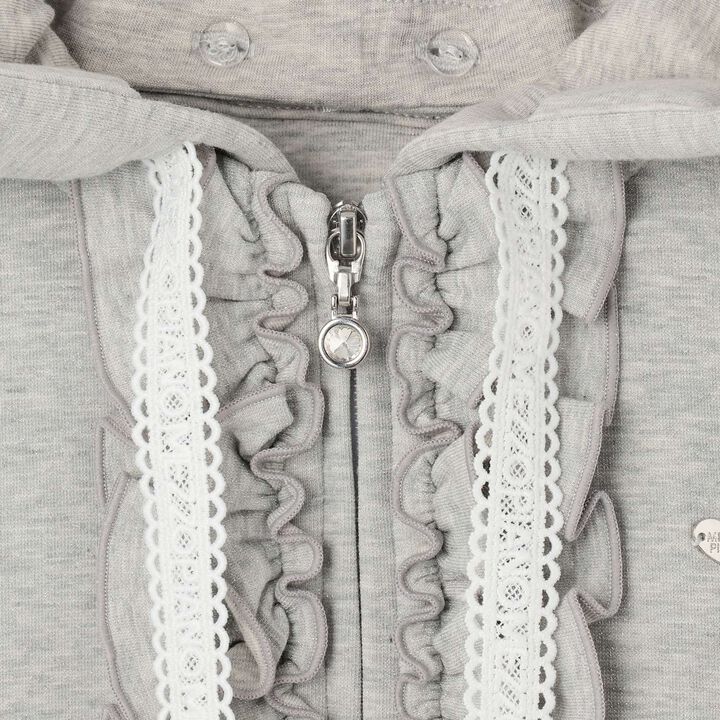 Lame Cardboard Frill Zip Parka,Pink, medium image number 4