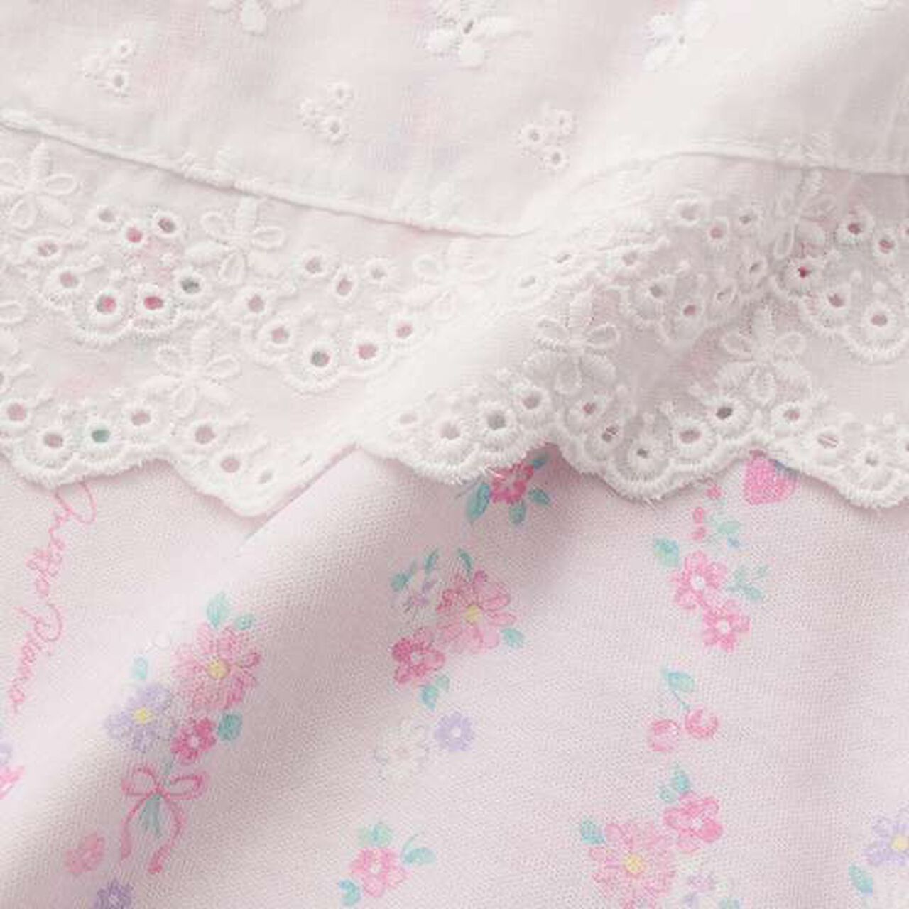 Short-Sleeve Romper & Lace Apron Skirt Set,Light pink, large image number 3