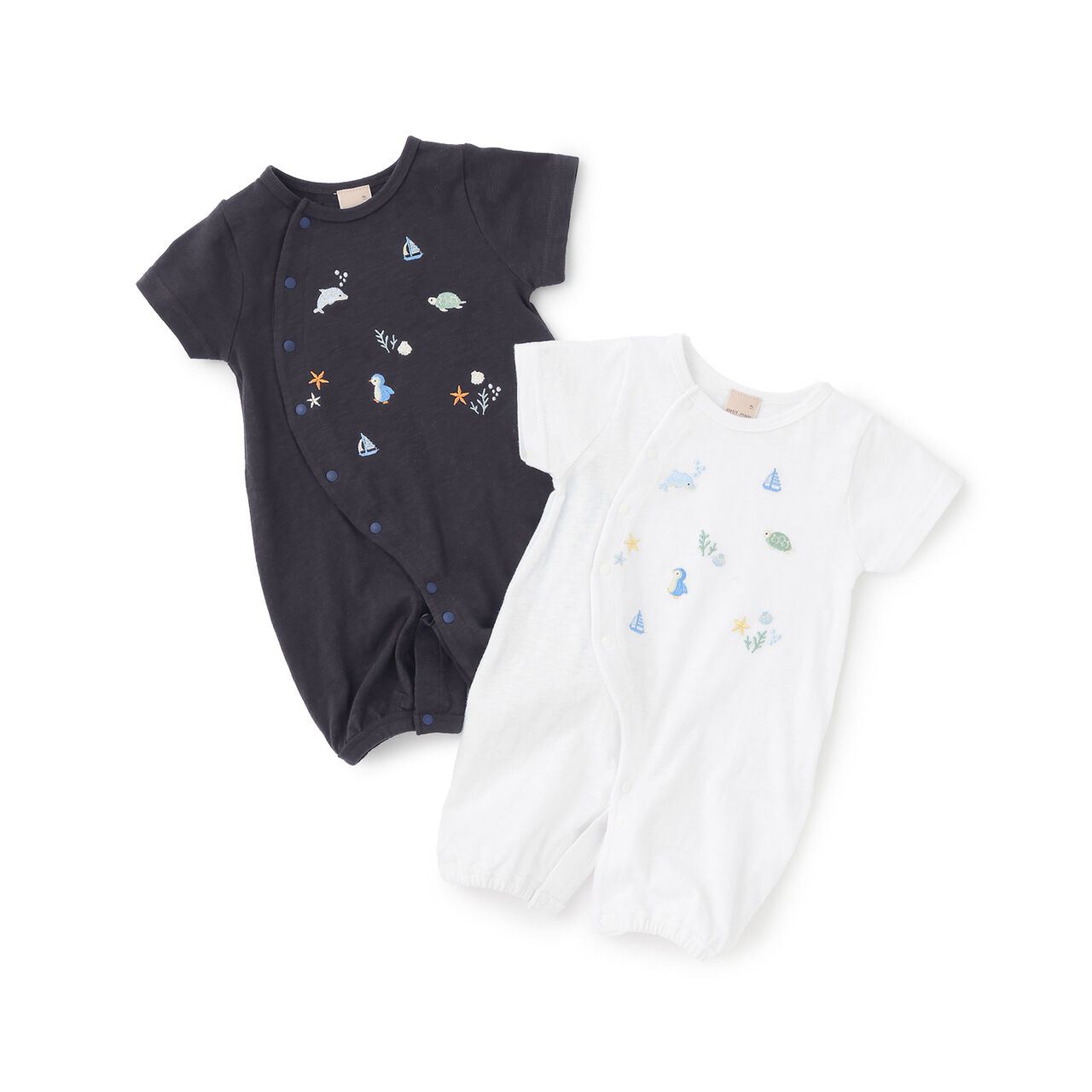 2WAY Embroidered Sea Creatures Romper,Pearl white, large image number 9