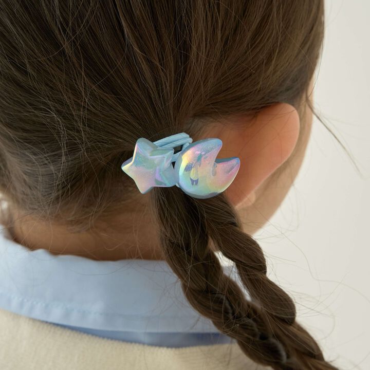[Soft Glow] Star & Moon Hair Ties (Set of 2) [Kids] [Girls],Lavender, medium image number 1