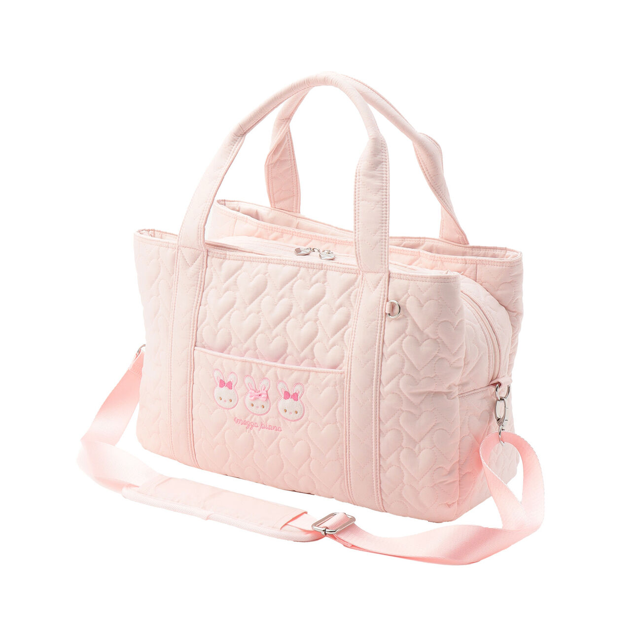 Mezzo Piano Mama Rabbit Appliqu&eacute; Mother's Shoulder Bag,Light pink, large image number 0