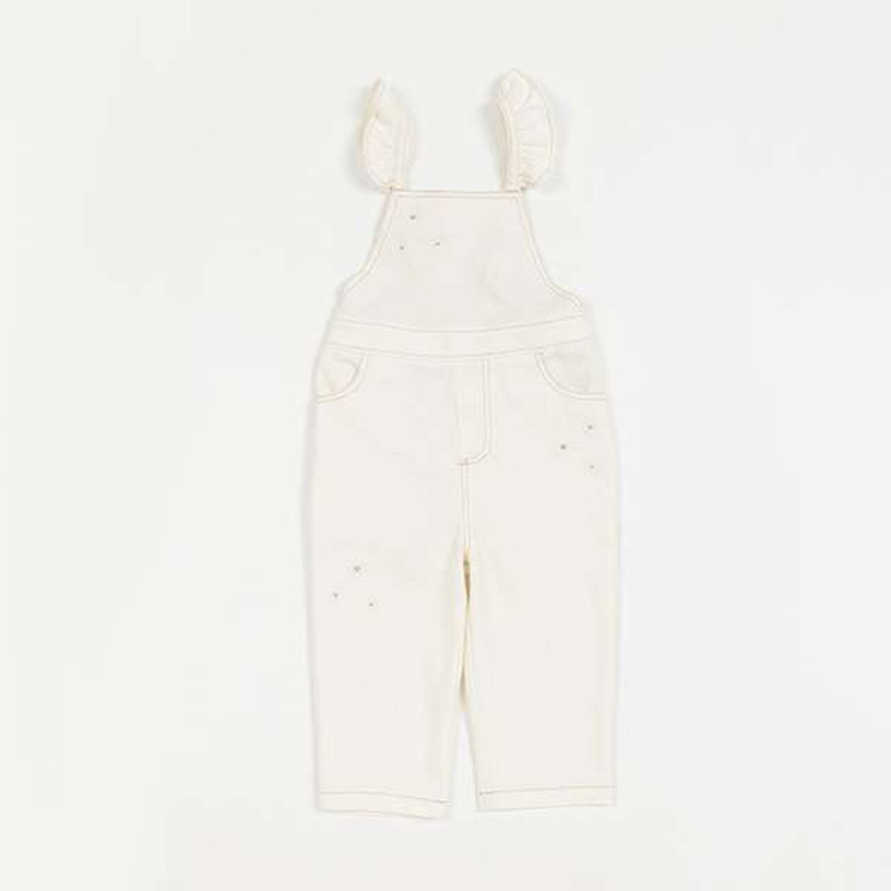 [Link] Flower Embroidery Overalls (Kids),Ivory, large image number 0