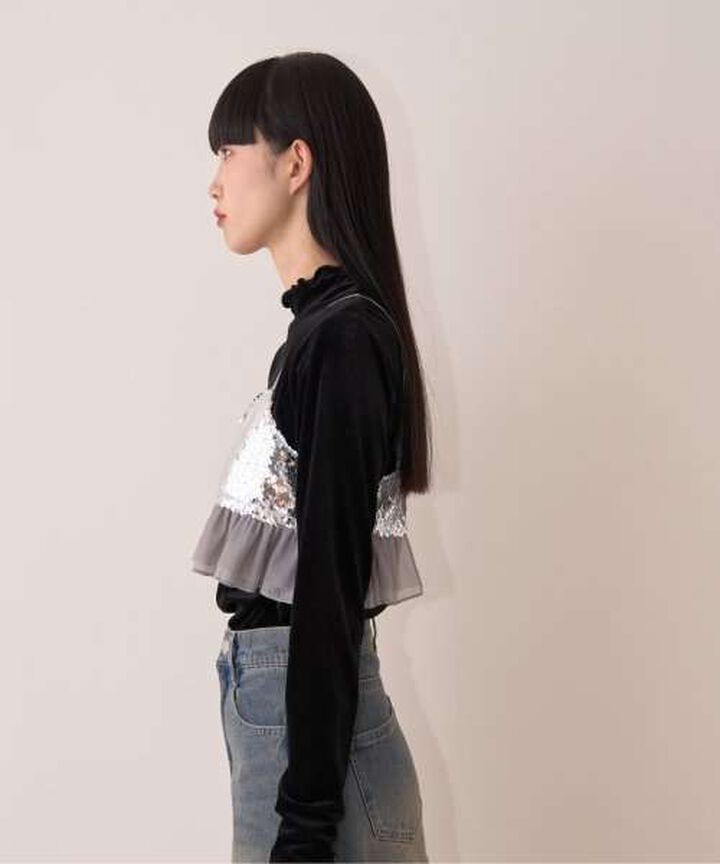 Sequin Bustier,Black, medium image number 1