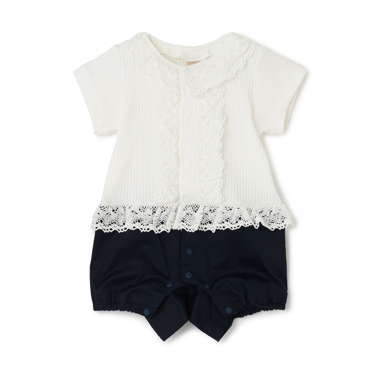 Color-Block Lace Coverall,Ivory, large image number 0