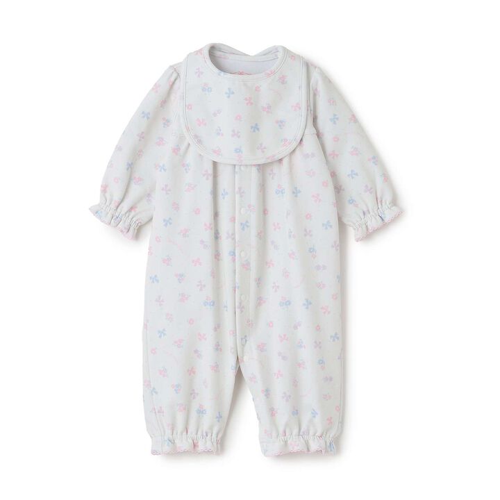 [Box Included] Flower Ribbon Pattern 2 WAY All-in-One & Bib Set,Light pink, medium image number 2