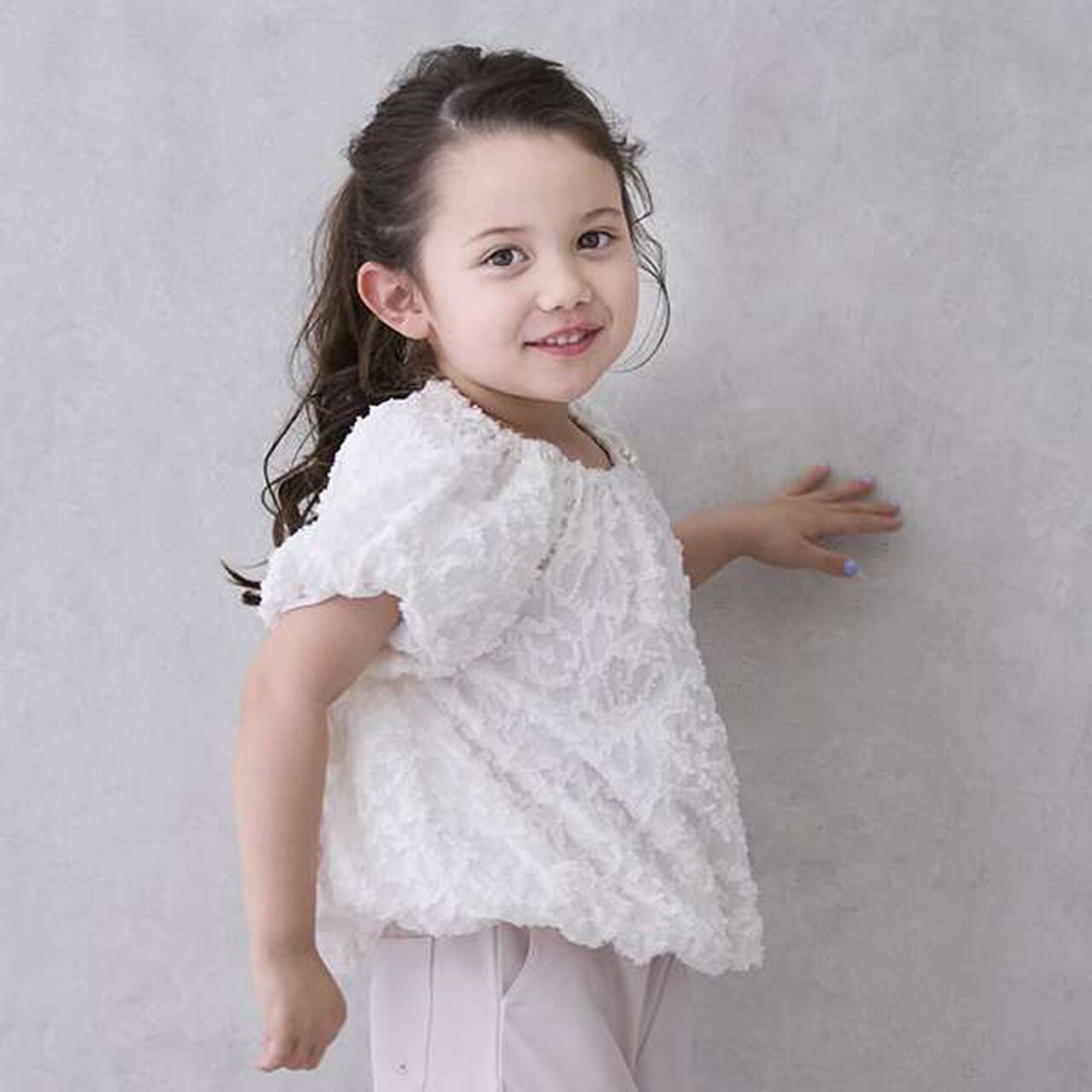 [Link] Jacquard Balloon Blouse (Kids Size),Light green, large image number 3