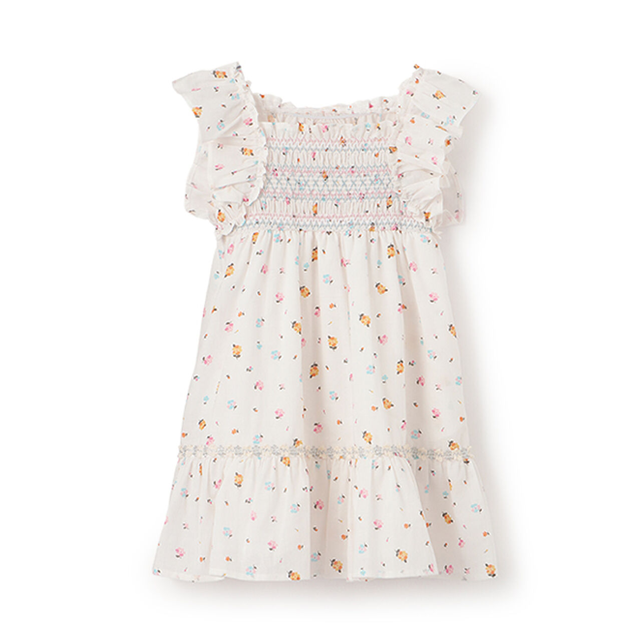 Shirred Tiered One-Piece Dress,Pink, large image number 6