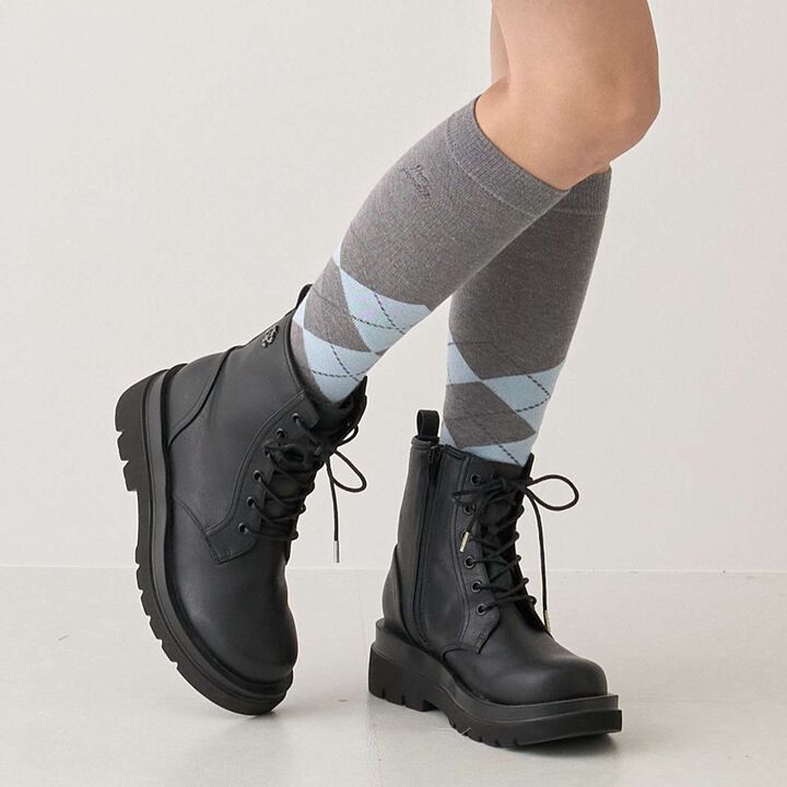[Antibacterial Deodorizing] Argyle Pattern Knee-High Socks,, medium