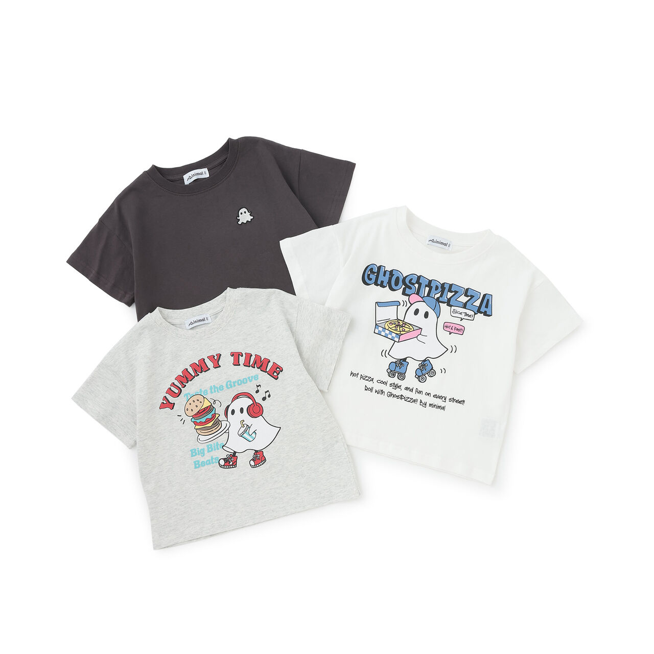 [Cotton 100%] Loose Short Sleeve T-Shirt with Ghost Illustration,Charcoal gray, large image number 8