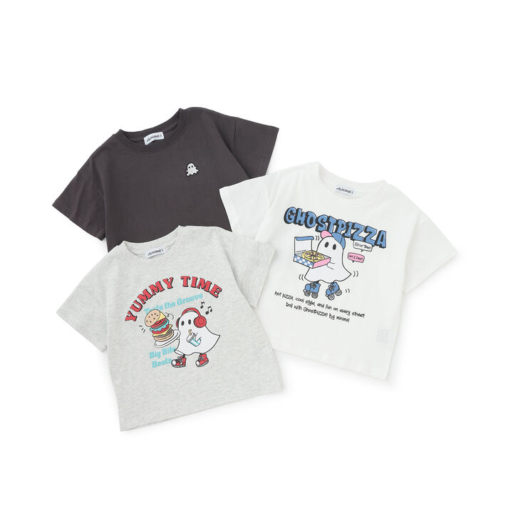 [Cotton 100%] Loose Short Sleeve T-Shirt with Ghost Illustration,Charcoal gray, medium image number 8