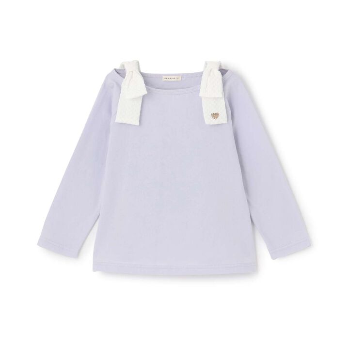 100% Cotton Quick-Dry UV Boat Neck Shoulder Ribbon T-Shirt,Light pink, medium image number 3