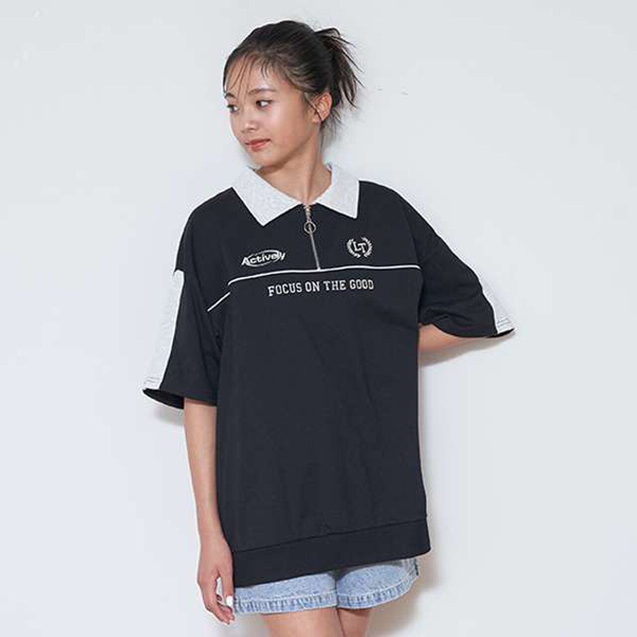 LTXC - Half-Zip Loose Half T-Shirt,Moss green, large image number 6
