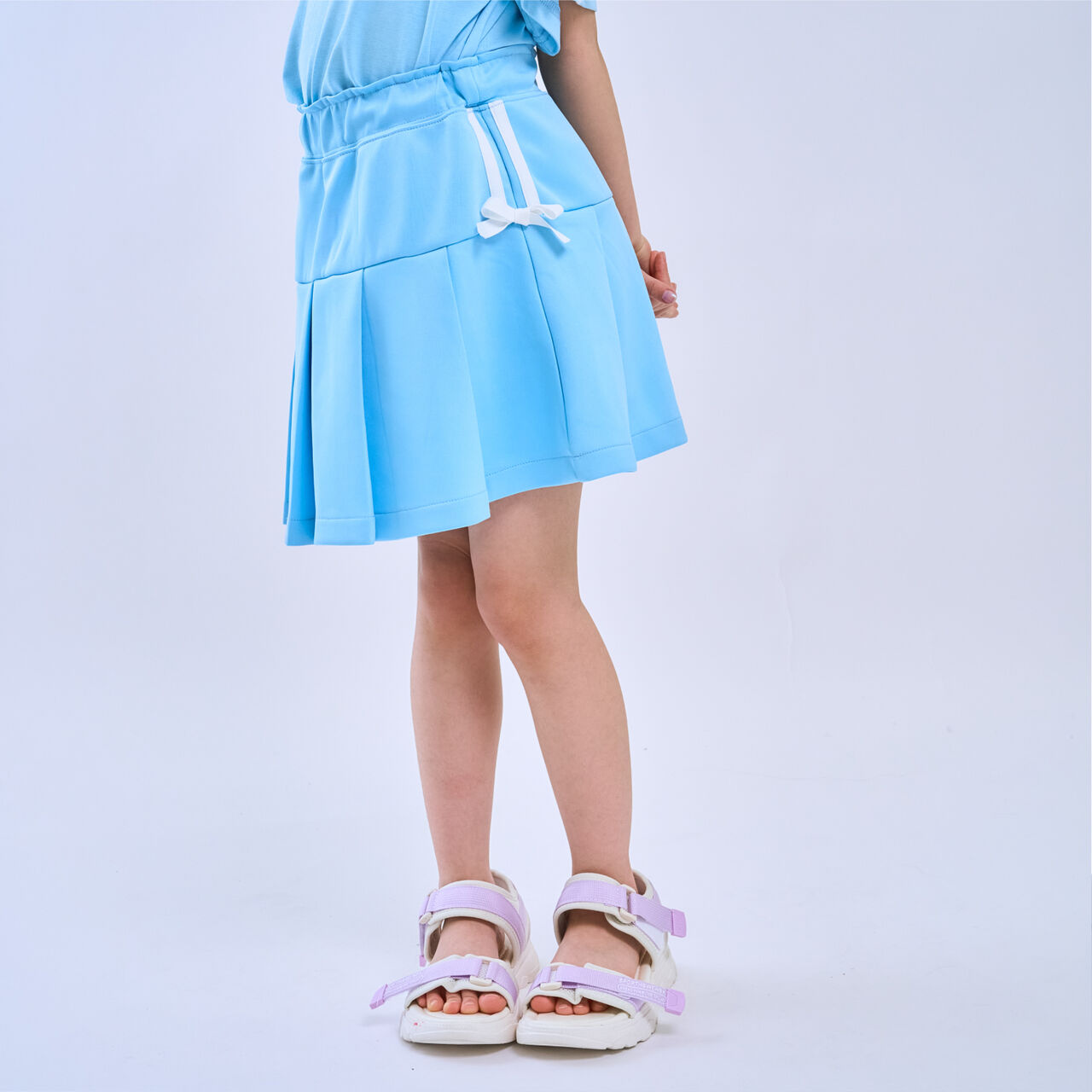 [Cool Touch] Ribbon Line Tuck Skirt with Inner Shorts,Turquoise, large image number 1