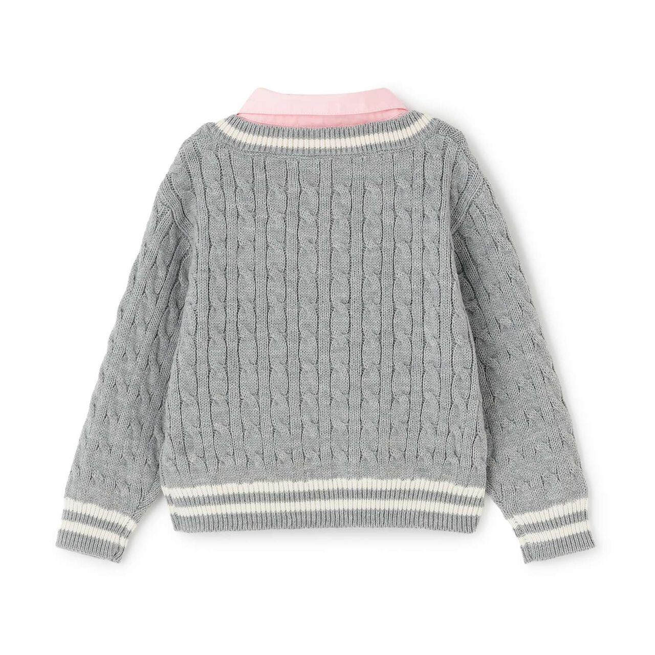 [Machine Washable] Layered Knit with Tie,Navy, large image number 1