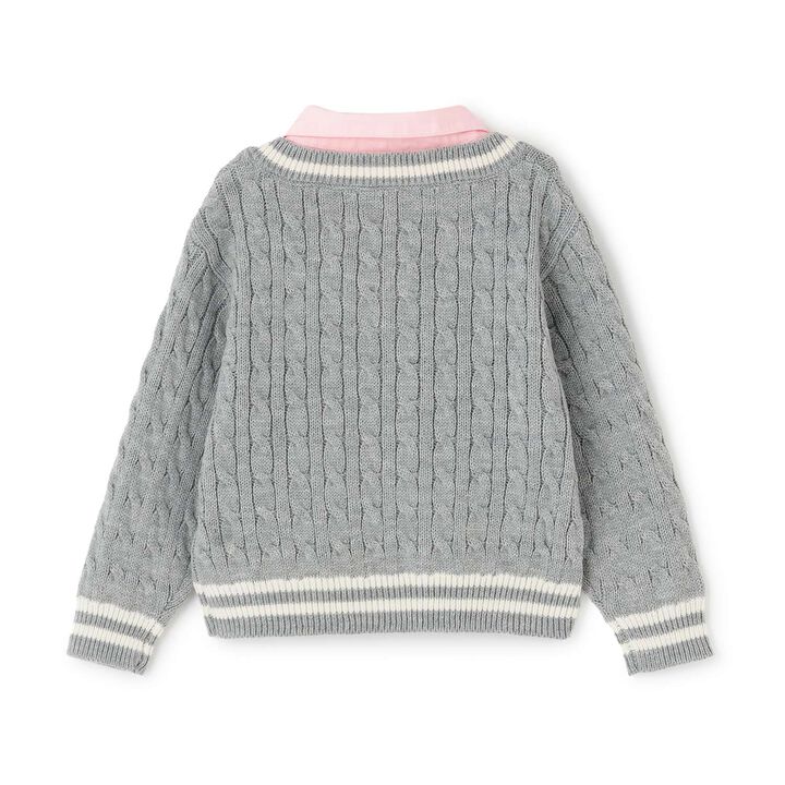 [Machine Washable] Layered Knit with Tie,Navy, medium image number 1