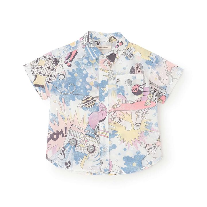 LUKEY S ROBOT Short-Sleeve Shirt,Blue, medium