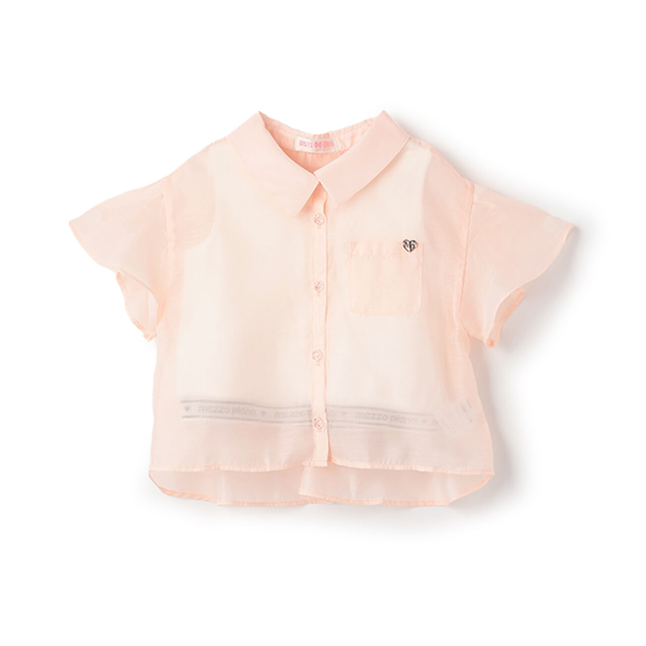 Sheer Shirt & Logo Rib Tank Top Set,Peach, large image number 0