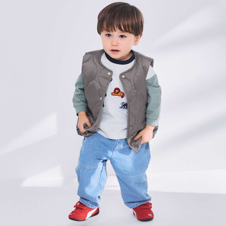 [Water-Repellent] Quilted Vest,Charcoal gray, medium image number 6