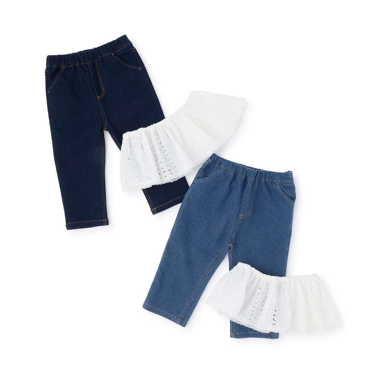 Link Layered Skirt Pants Set,Sax blue, large image number 15