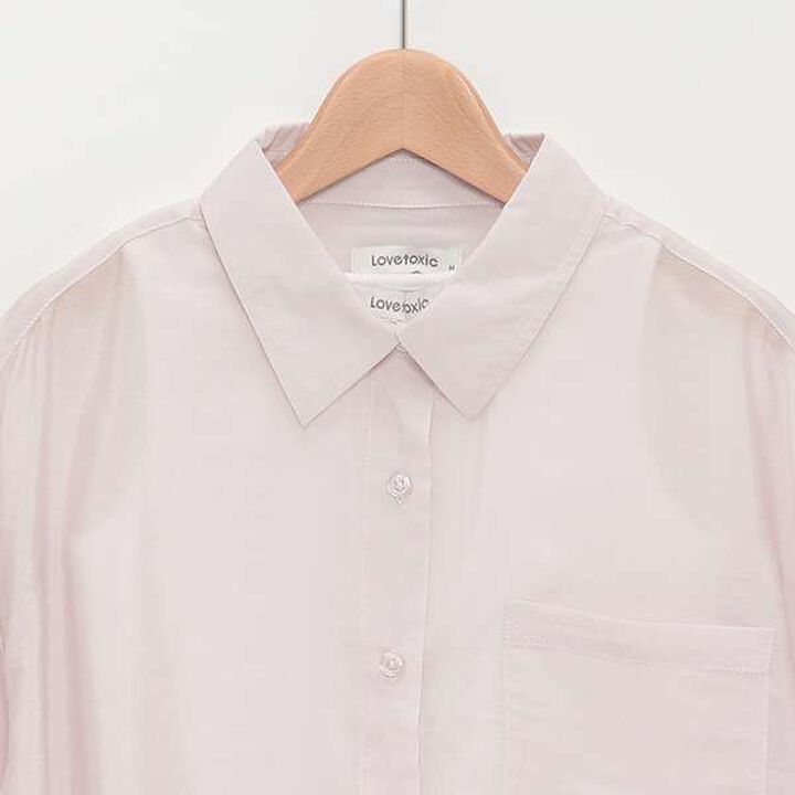 Short-Sleeve Sheer Shirt with Inner Lining,Off white, medium image number 9