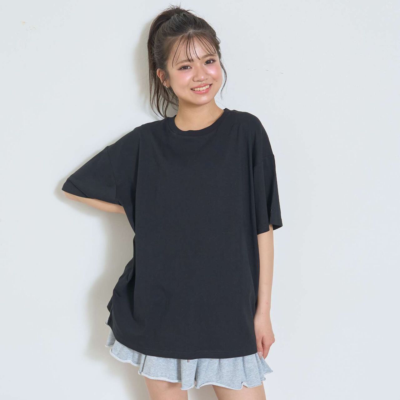 [LTXC / 100% Cotton / GOOD PRICE] Custom Decor Loose Half Sleeve T-Shirt,Black, large image number 0