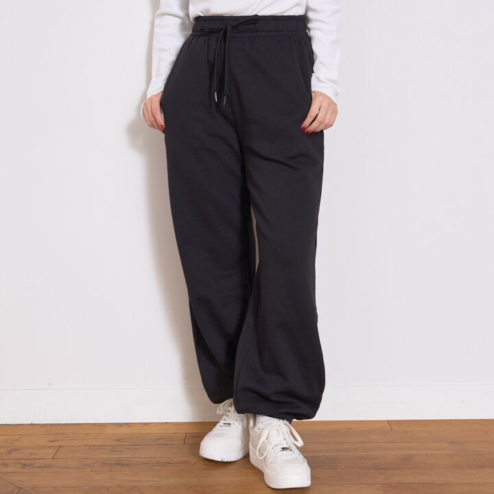 Wool Lined 100% Cotton Sweat Jogger Pants,Black, medium image number 4