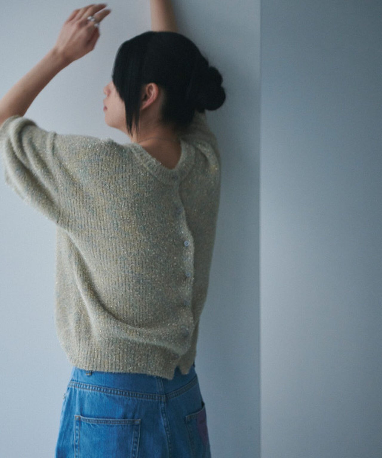 Lame Knit Cardigan,Multi color, large image number 7