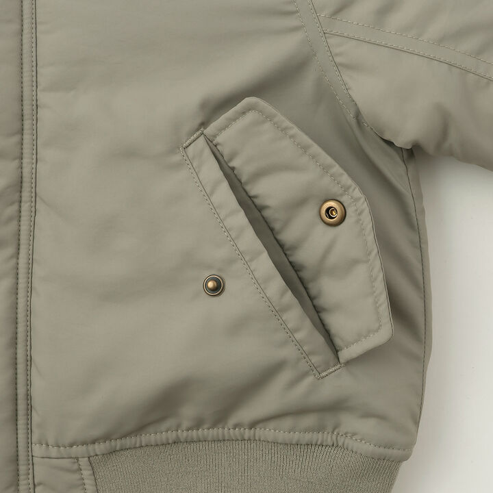 Washable MA1 Style Removable Hood Jacket,Khaki, medium image number 20