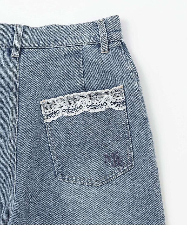 Lace Pocket Denim Pants,Deep blue, medium image number 10
