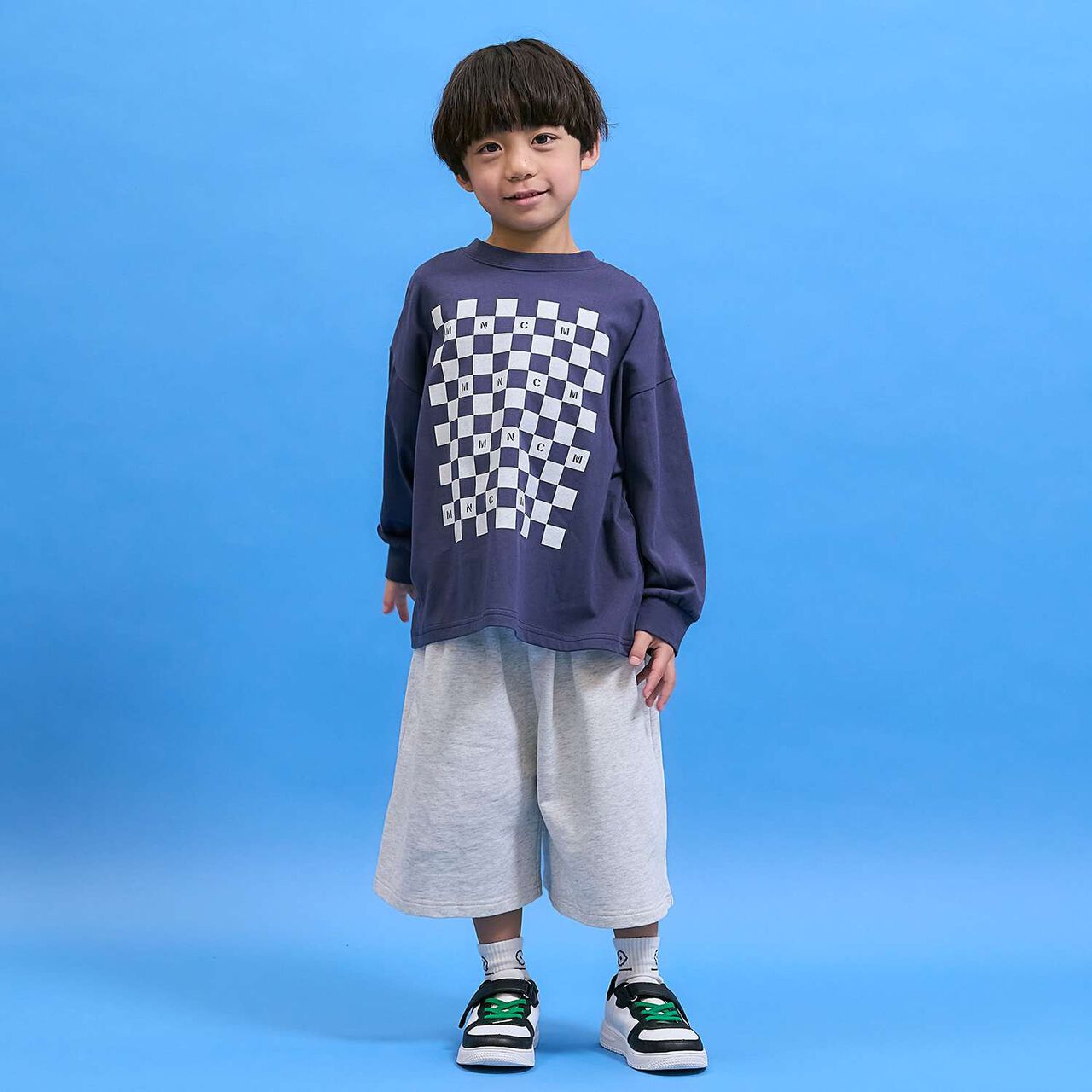 [Anti-Stain & Quick-Dry & Shape Retention] Checker Flag Printed T-Shirt [MNCM],Navy, large image number 32