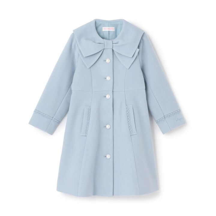 Ribbon Color Wool Coat,Sax blue, medium image number 0