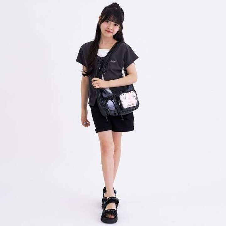 Clear Pocket Shoulder Bag,Black, medium image number 2