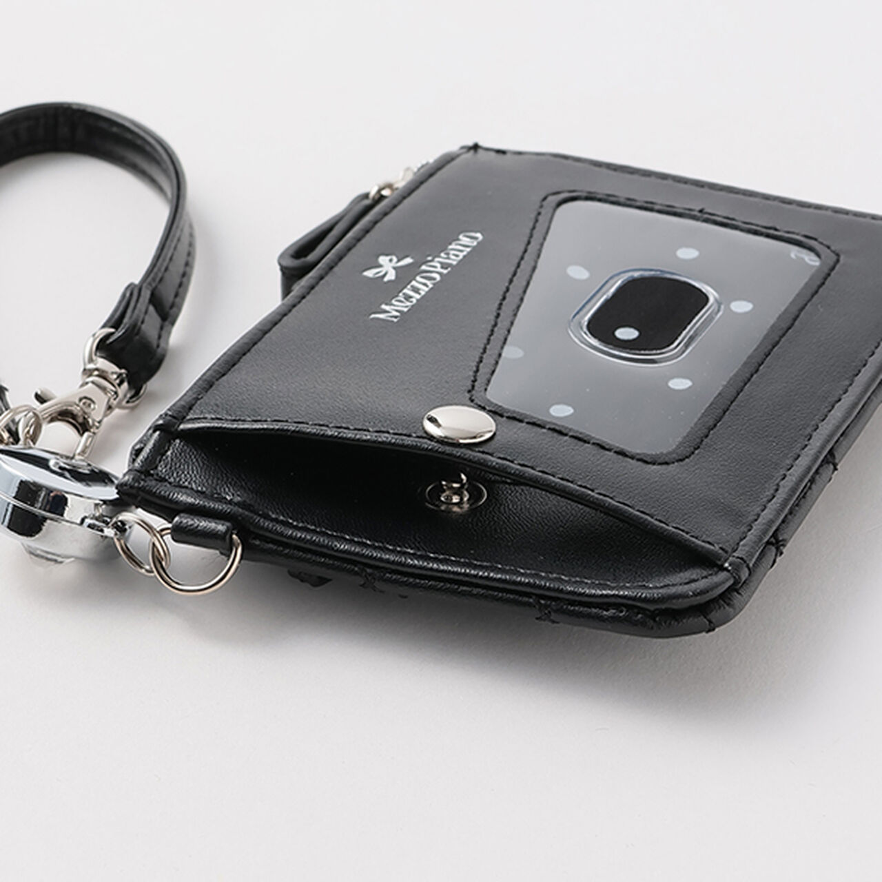 Ribbon &times; Sparkling Rhinestone Card Holder,Black, large image number 7