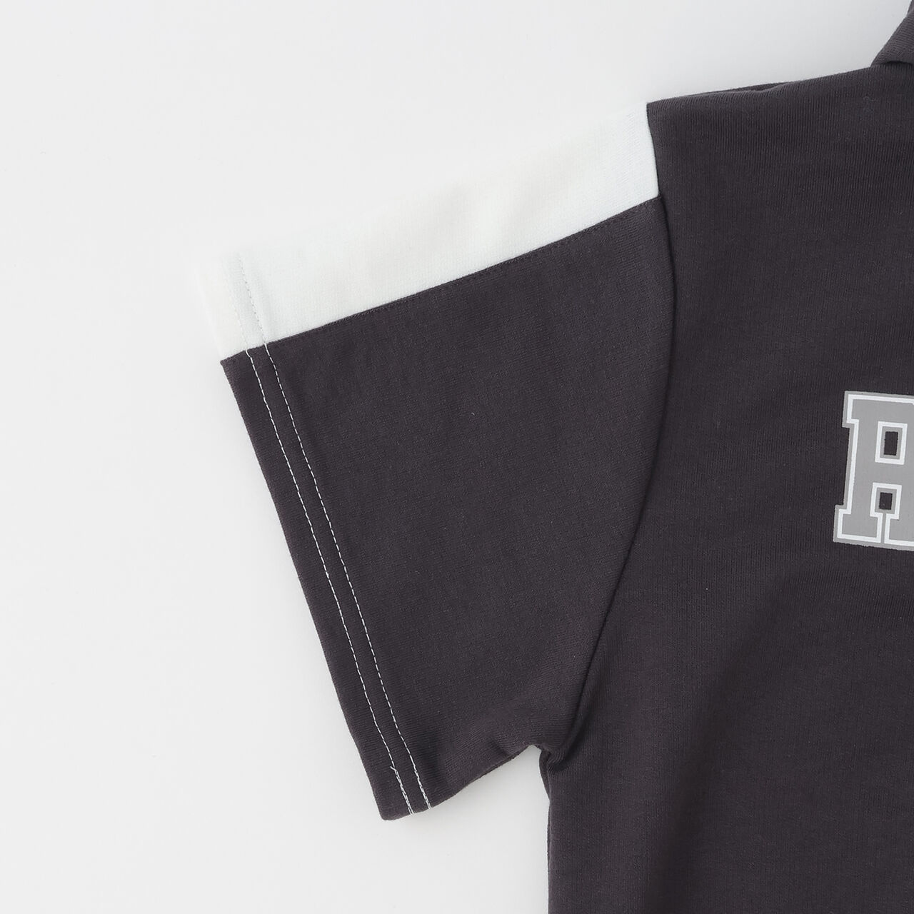 Double ZIP Mini French Terry Short-Sleeve Hoodie,Off white, large image number 3