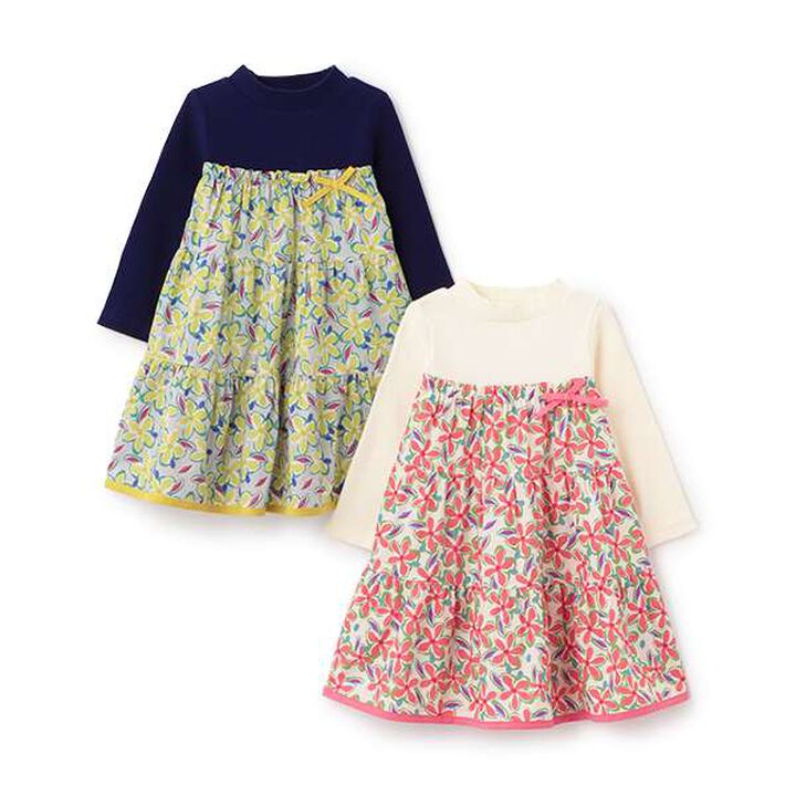 Floral Print One-Piece Dress,Navy, medium image number 7