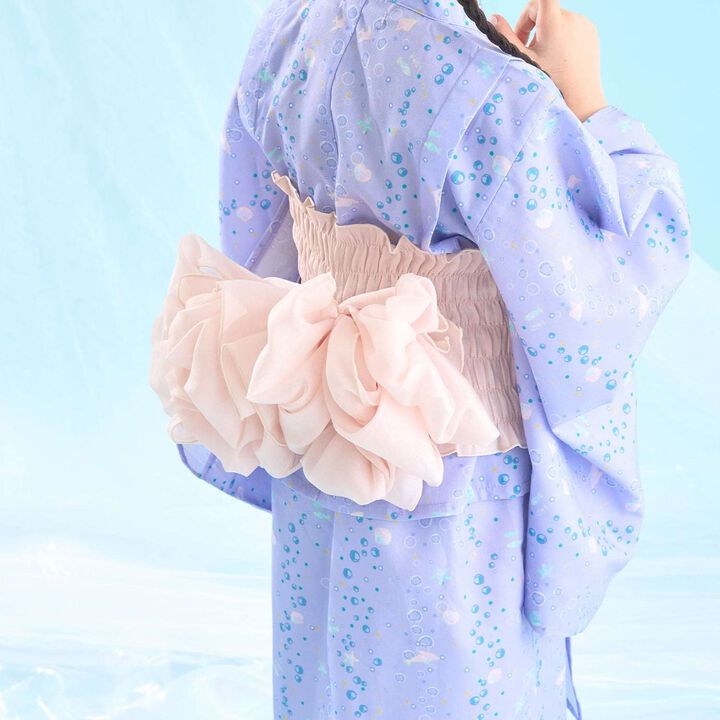 [Easy Wear♪] Cool Touch 4-Way Separate Yukata with Obi Belt (Kawaii) [Kids Girls],Dark red, medium image number 33